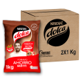 Bolsa de Café Nescafé Dolca de 1 kg junto a una caja de Nescafé Dolca 2x1 kg