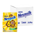Nestlé Nesquik en bolsa de 2 kg junto a una caja de Nestlé Nesquik 2x2 kg