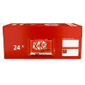 Caja de 24 barras KitKat con logo rojo y ventana de chocolate