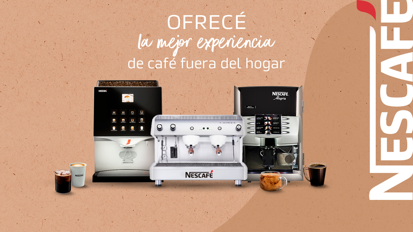  Ofrecé la mejor experiencia de café fuera del hogar con 3 máquinas de café, 4 tazas de café NESCAFÉ