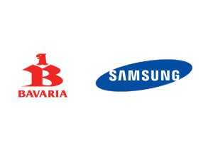 Logotipos de Bavaria y Samsung como empresas que pueden integrar soluciones de máquinas de café
