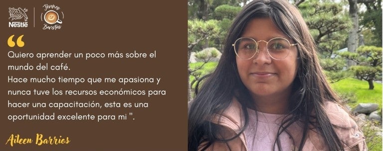 Joven dando testimonio de su participación en Nestlé Jóvenes Baristas