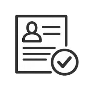 Ícono de perfil con marca de verificación que simboliza certificación profesional