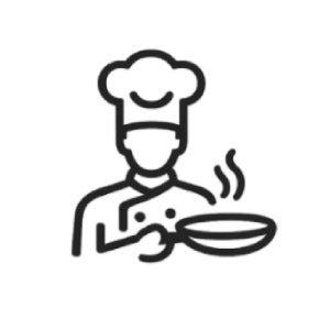 Ícono de chef que representa la práctica culinaria y el aprendizaje en cocina.