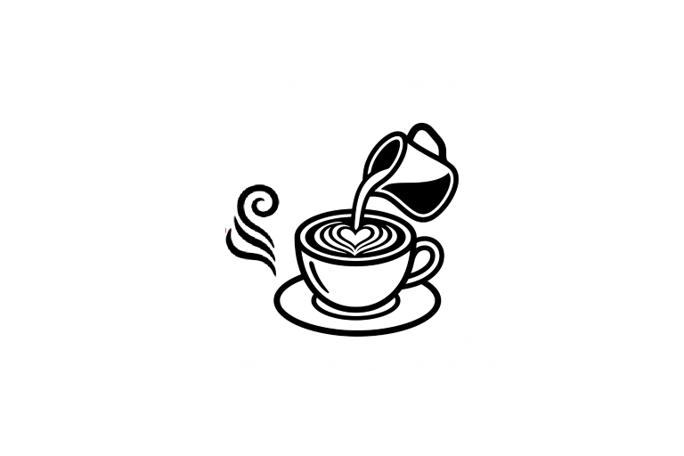 Ícono de taza de café con leche y vertido que representa técnicas de barismo